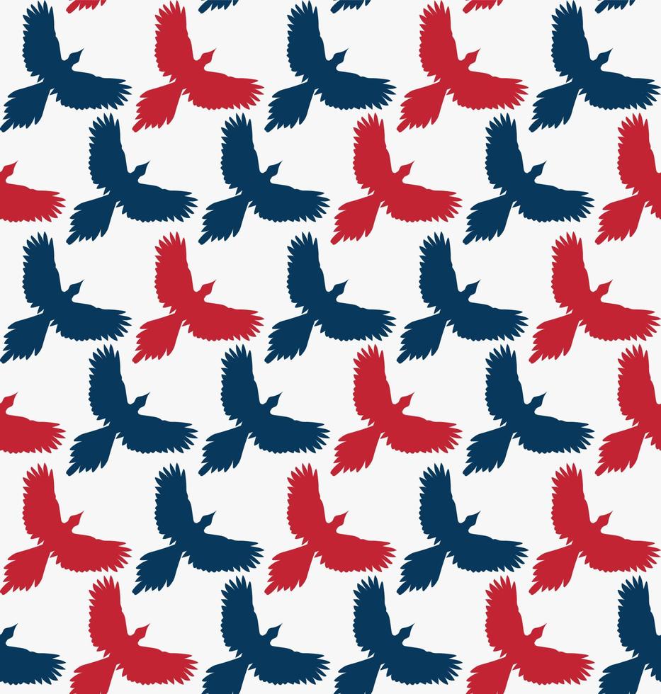 Seamless pattern, bird contour with spread wings, front view. Freedom concept background. vector