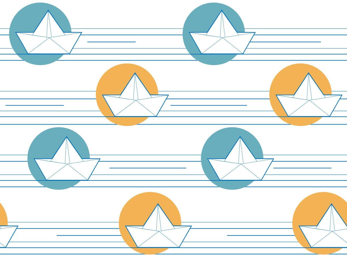 Origami paper boats or ships pattern. vector