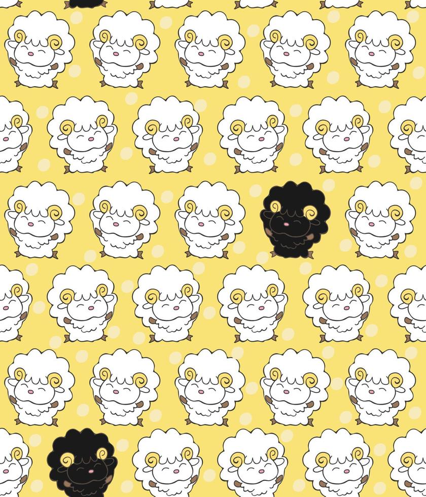 Seamless pattern with black sheep among white sheep vector