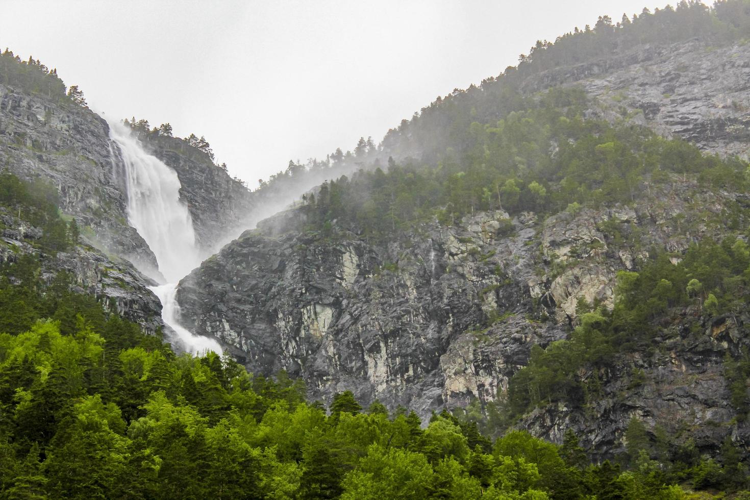 Waterfall in Aurlandsfjord Aurland Sognefjord in Norway. photo