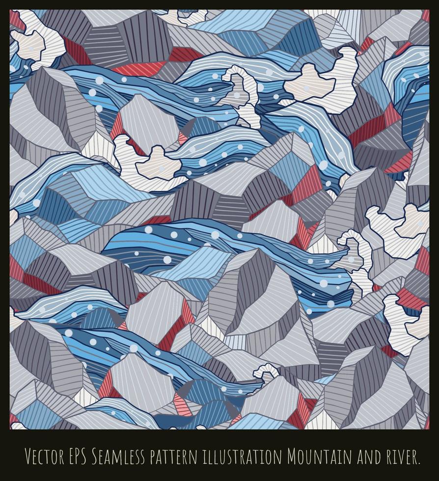Vector EPS Seamless pattern illustration Mountain and river