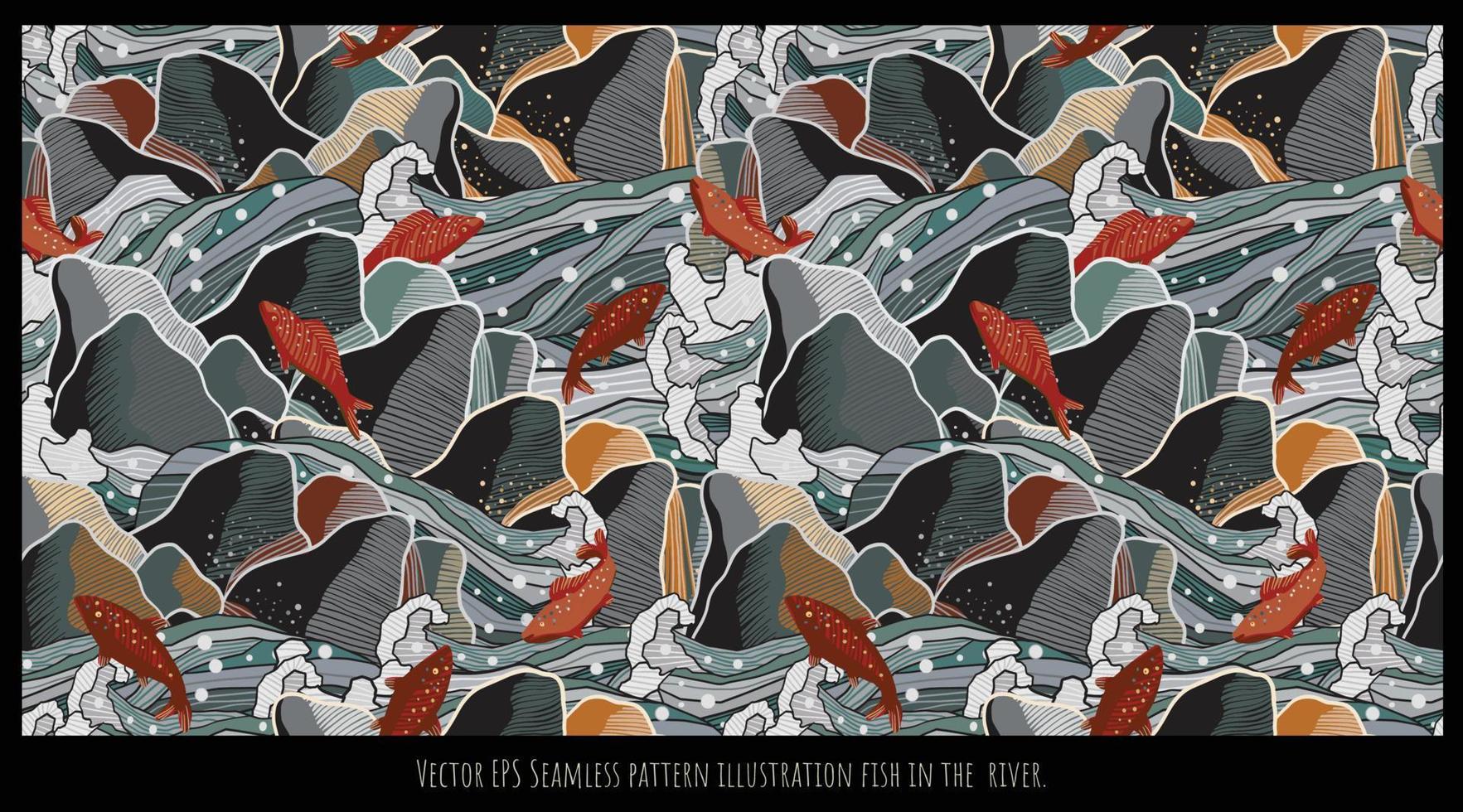 Vector EPS Seamless pattern illustration fish in the  river