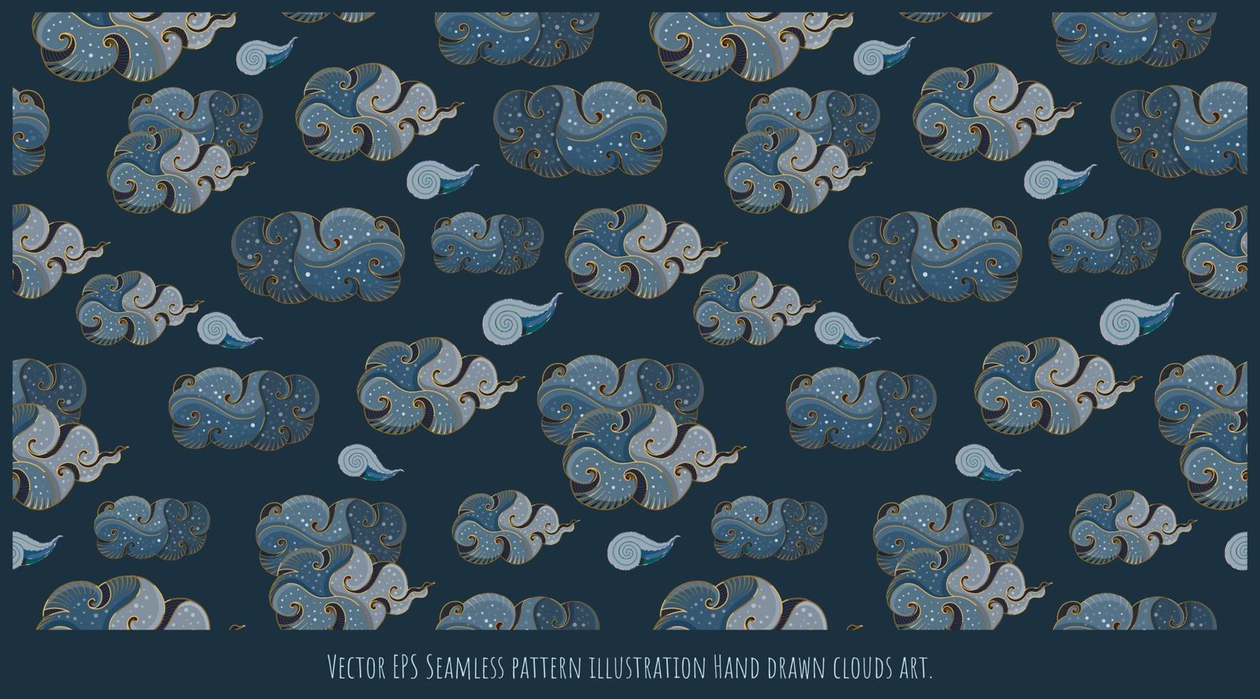 Vector EPS Seamless pattern illustration Hand drawn clouds art