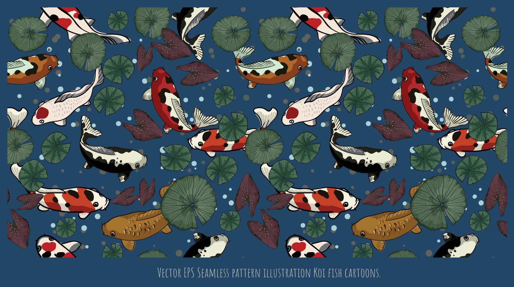 Vector EPS Seamless pattern illustration Koi fish cartoons