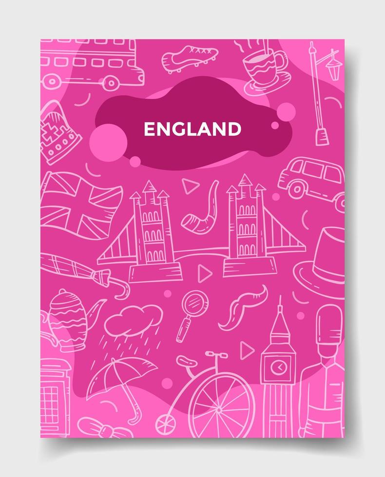Inglaterra o nación inglesa con estilo de dibujo para plantillas de pancartas, folletos, libros y portadas de revistas vector