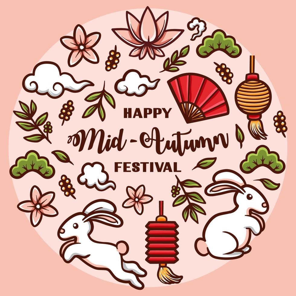 stock vector mid autumn festival design circular with design elements