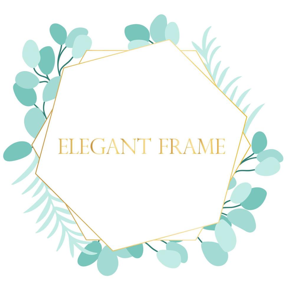 Elegant frame with eucalyptus leaves vector illustration