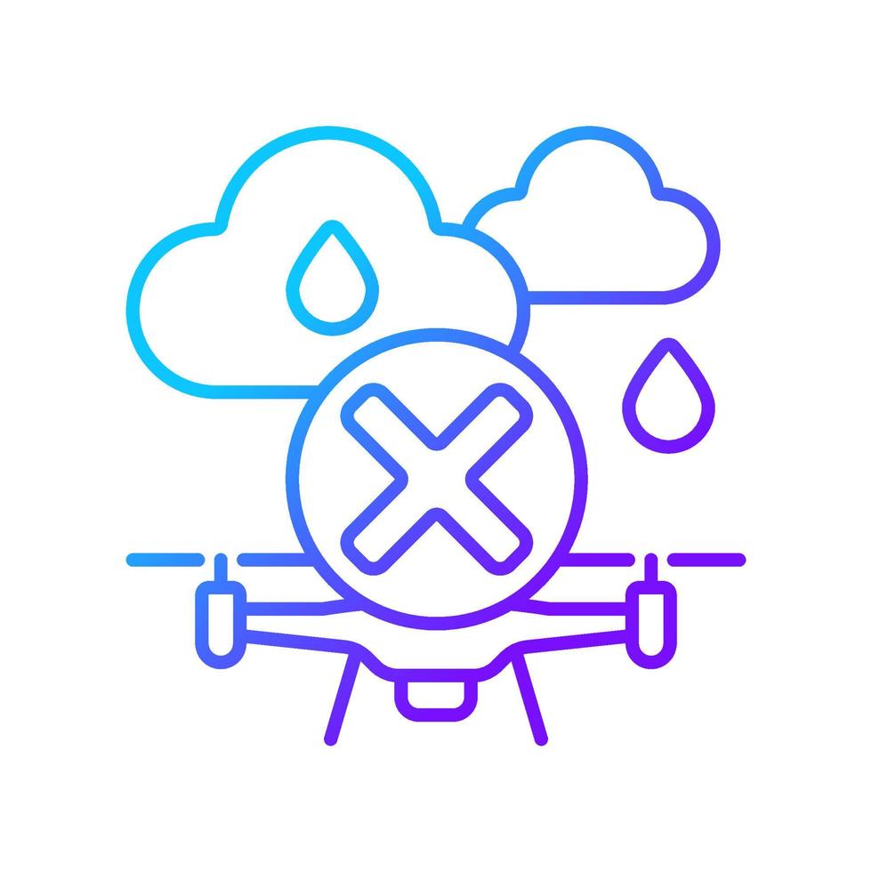 Dont fly when heavy rain gradient linear vector manual label icon