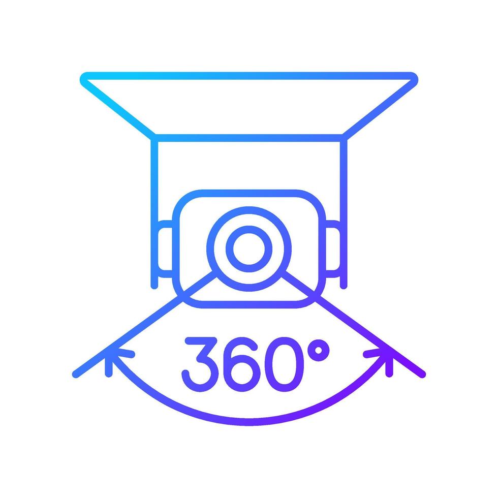 icono de etiqueta manual de vector lineal gradiente de rotación de cámara completa