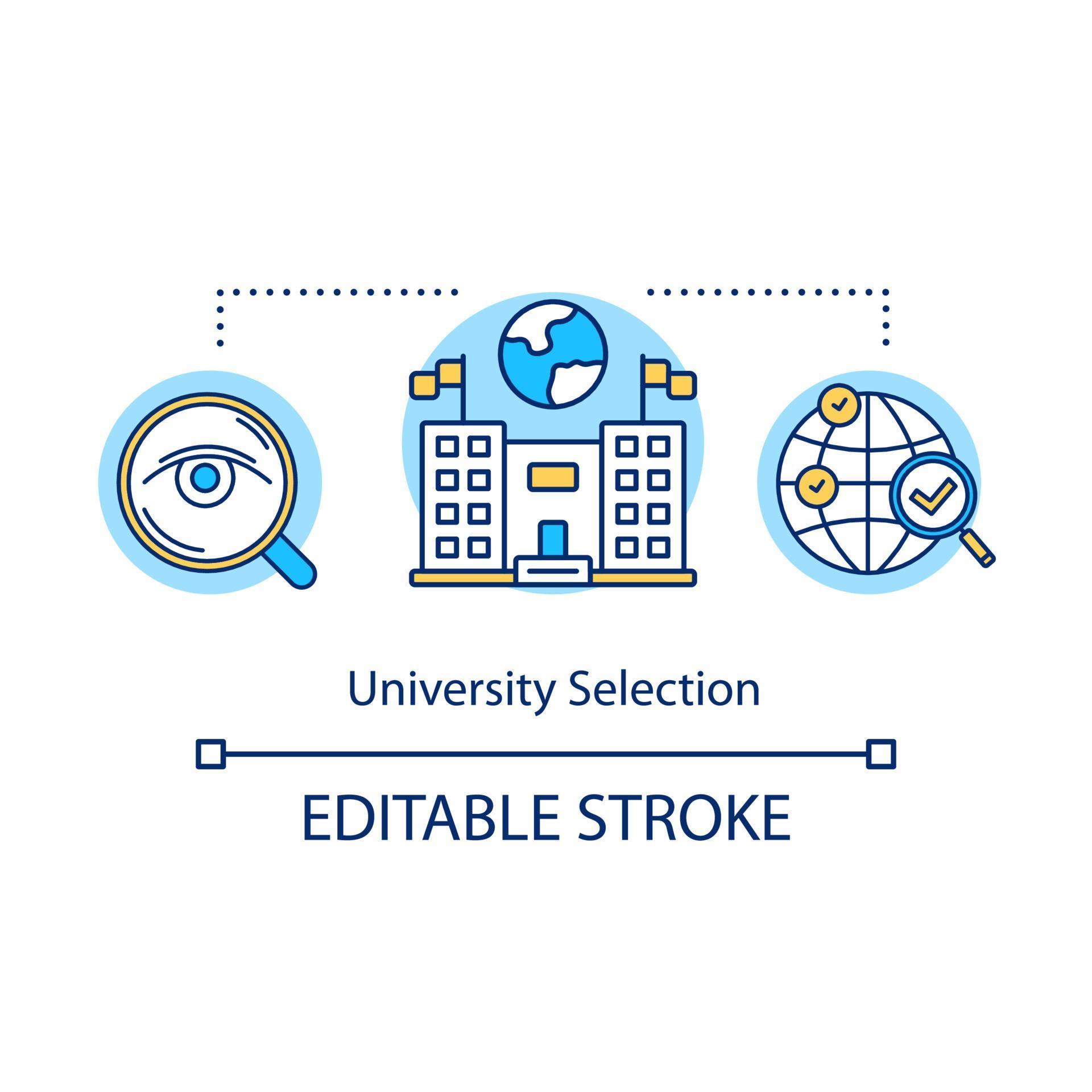 University selection concept icon. Choosing of academy. Higher