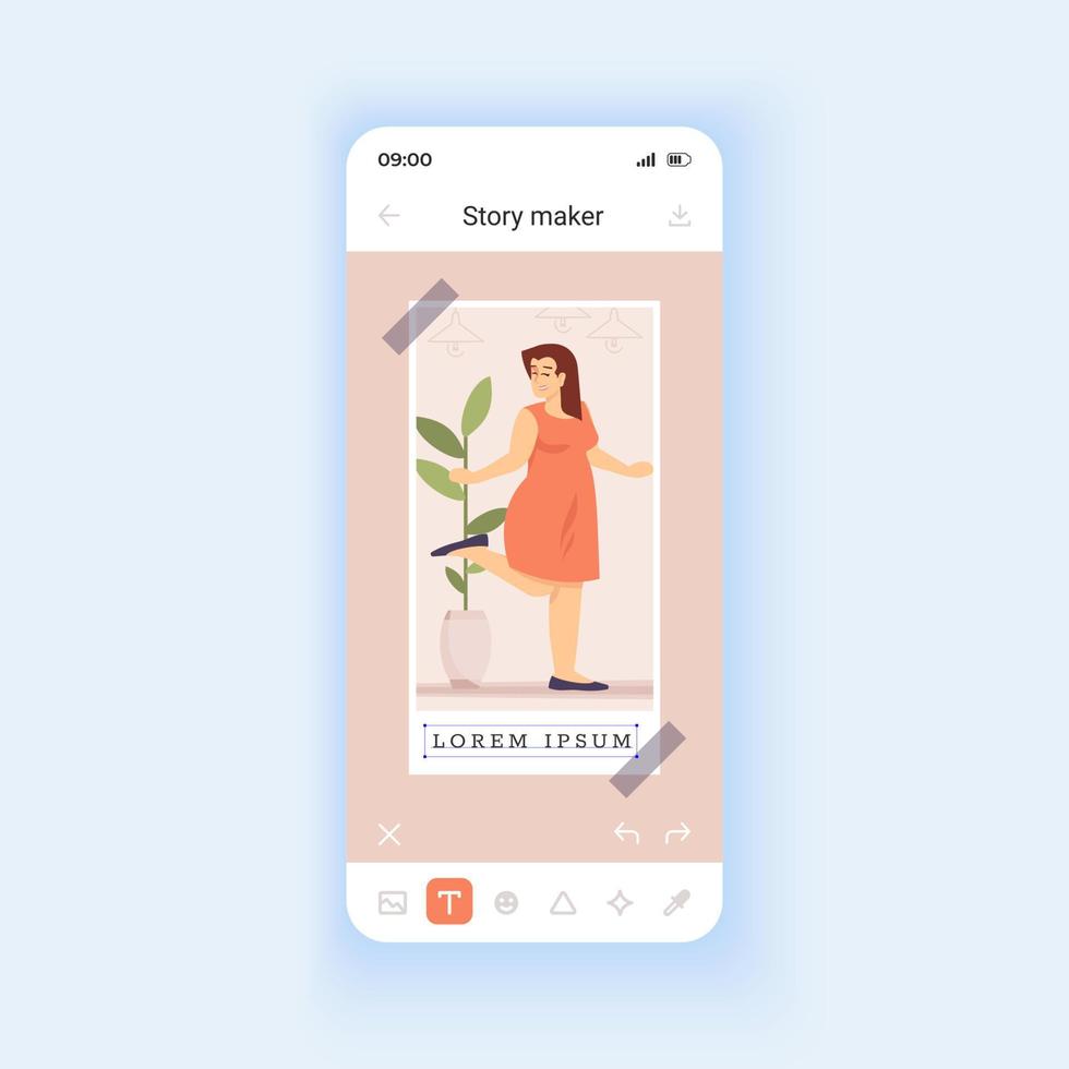 Photo editing daytime mode smartphone interface vector template