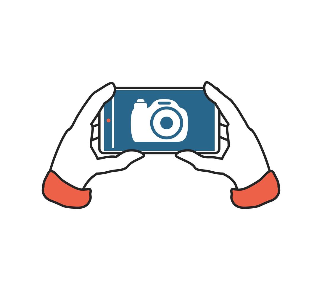 taking photo smartphone vector