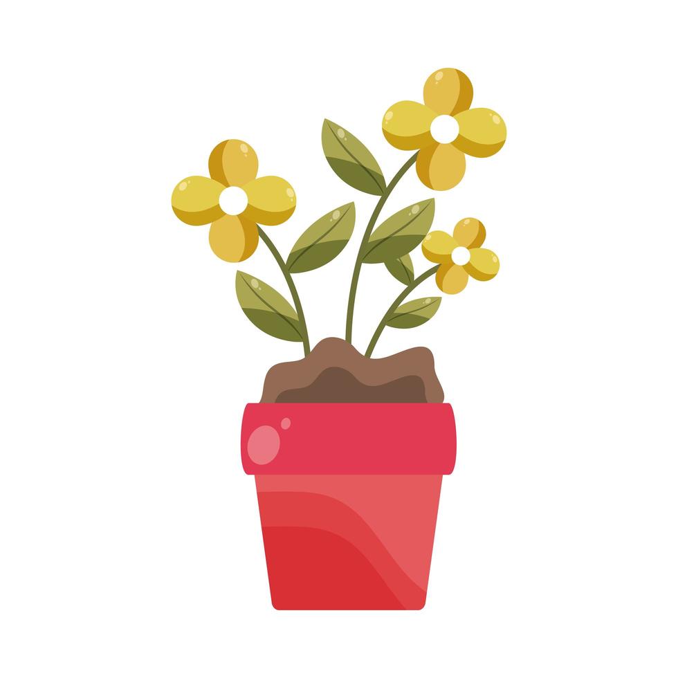 potted flowers decoration vector