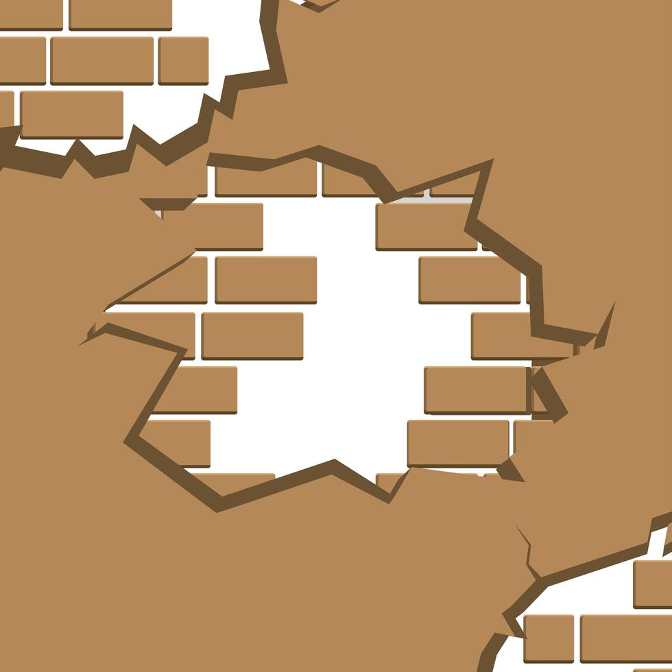 wall of brown color destroyed vector
