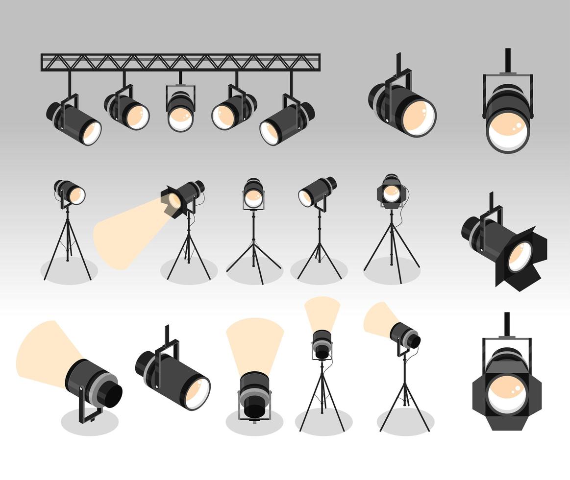 spotlights lamps set vector