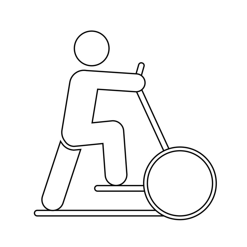 Man on the simulator icon People in motion active lifestyle sign vector