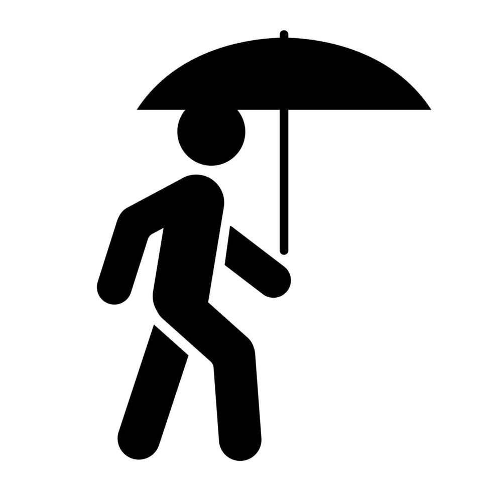 Hombre con icono de paraguas personas en movimiento signo de estilo de vida activo vector