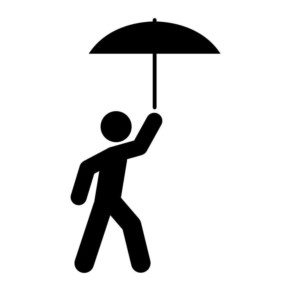 Man with umbrella icon People in motion active lifestyle sign vector