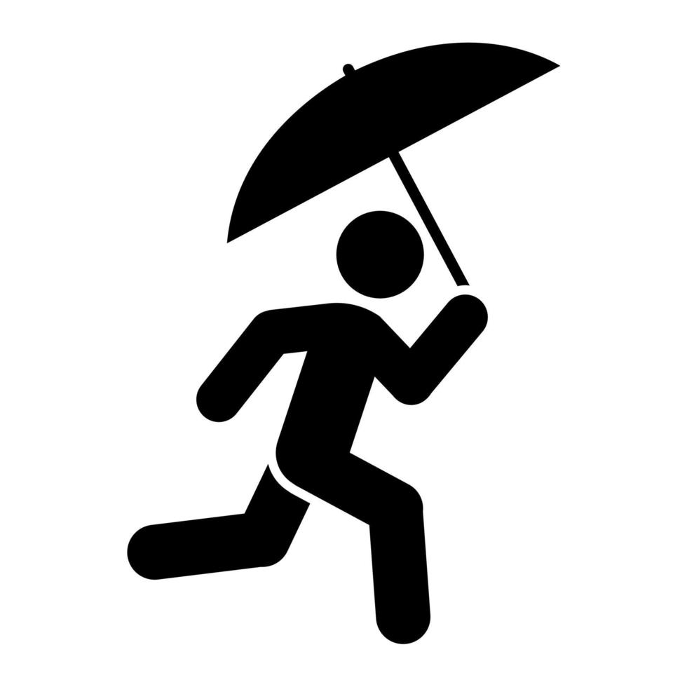 Man with umbrella icon People in motion active lifestyle sign vector