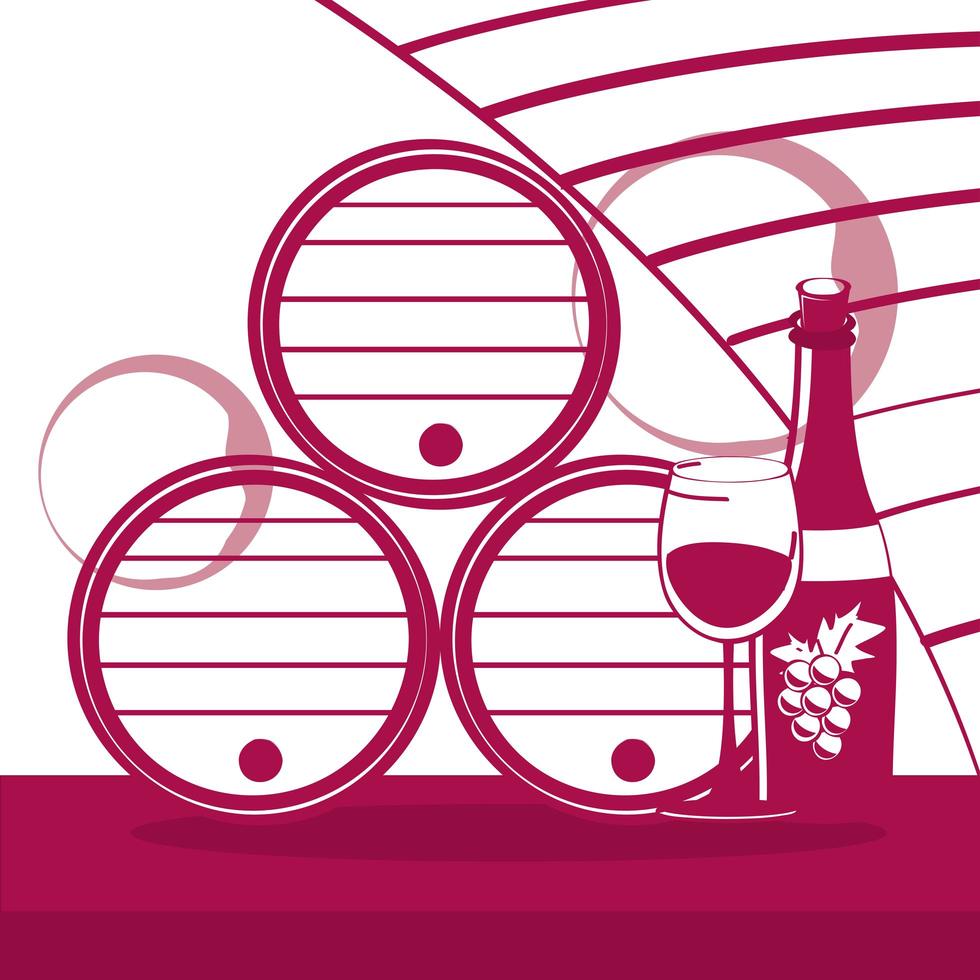 wine bottle barrel glass vector