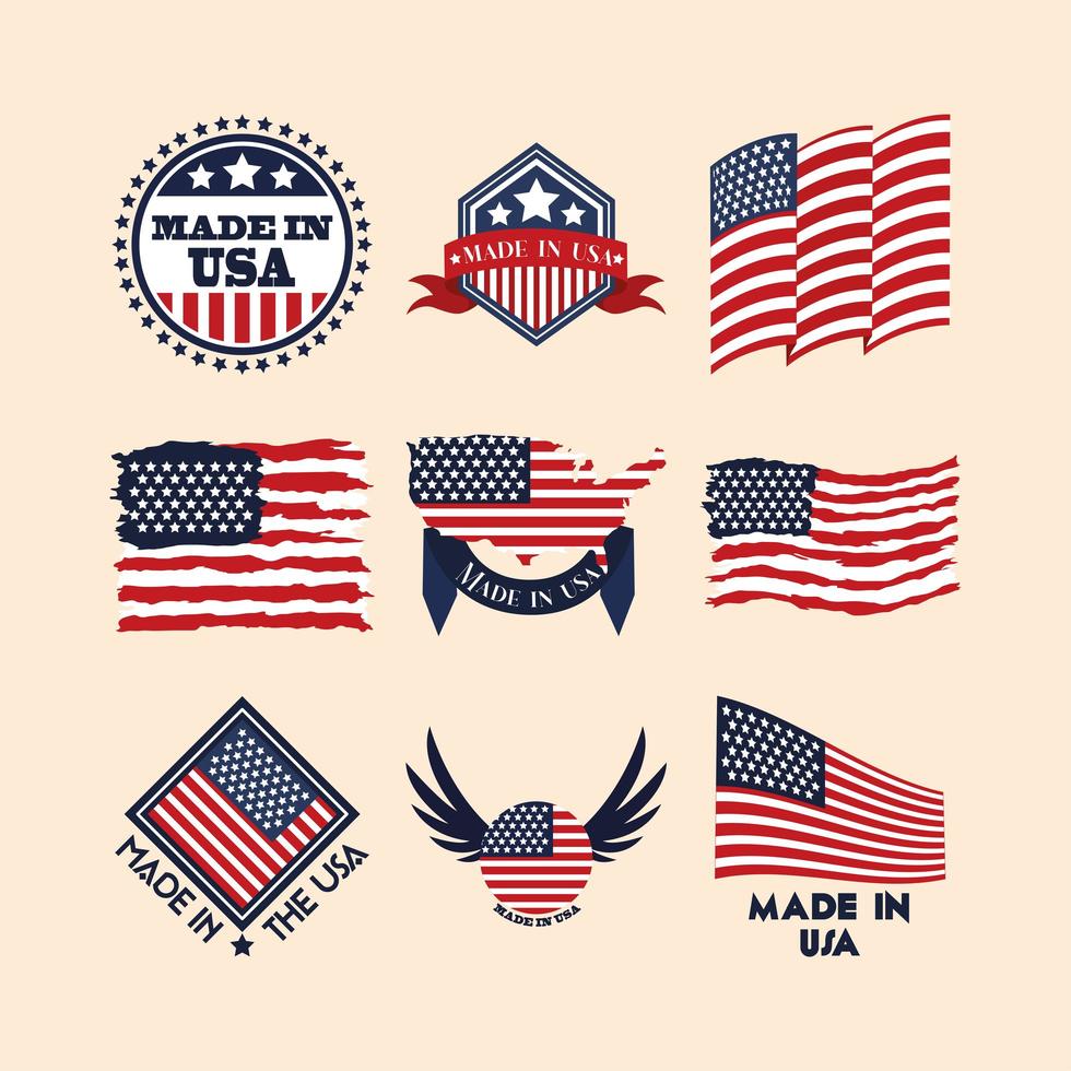 hecho en insignias de estados unidos vector