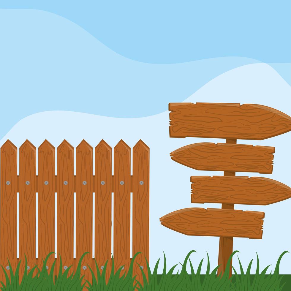 wooden fence guidepost vector