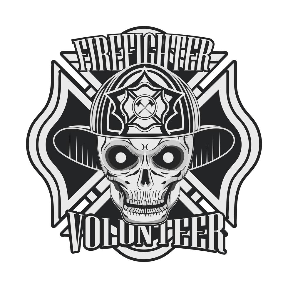 firefighter volunteer emblem vector