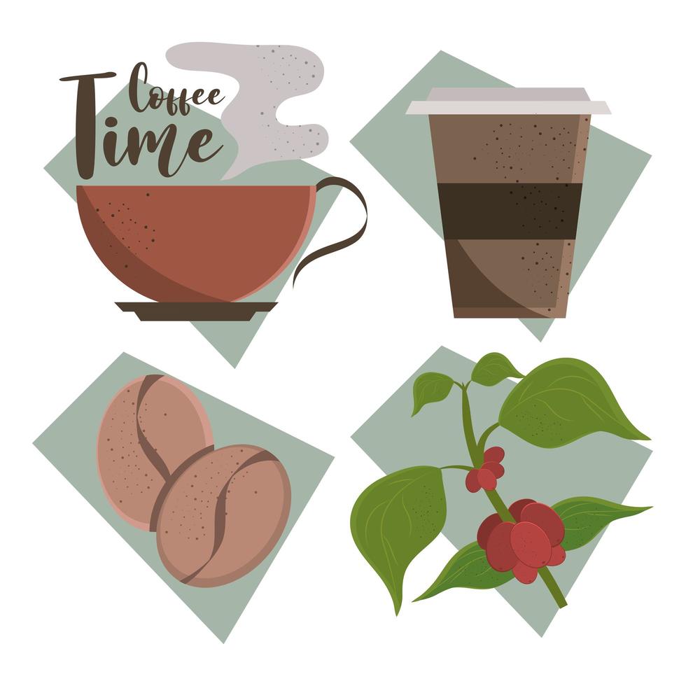 coffee time icons vector