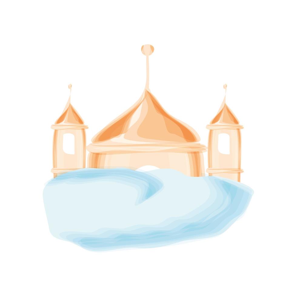 mosque cloud cartoon vector