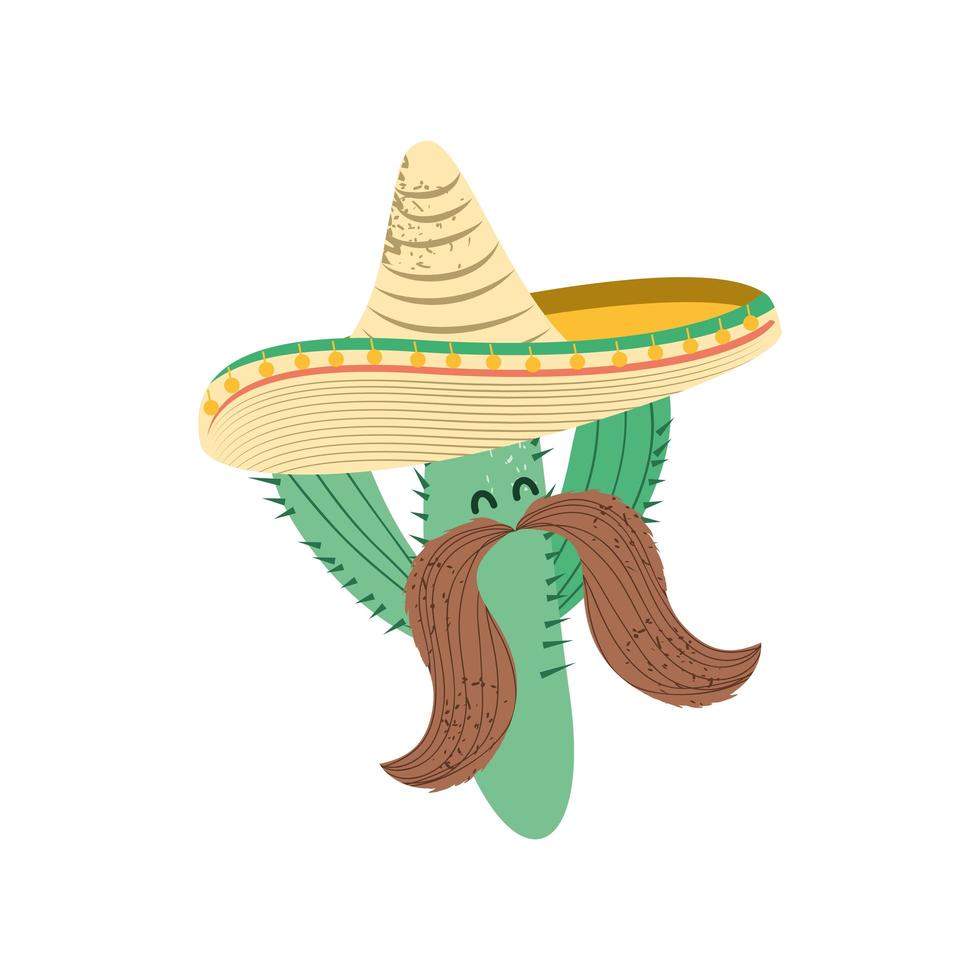 sombrero de bigote de cactus vector