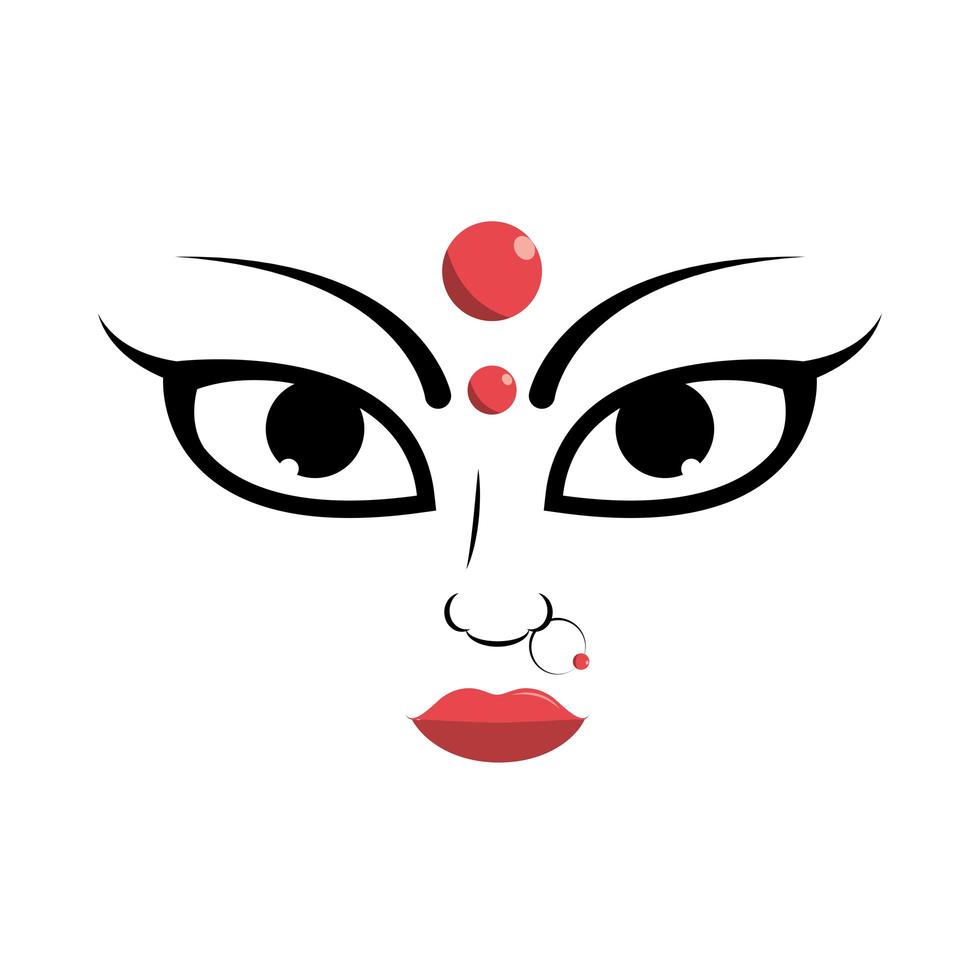 durga face hindu goddess vector