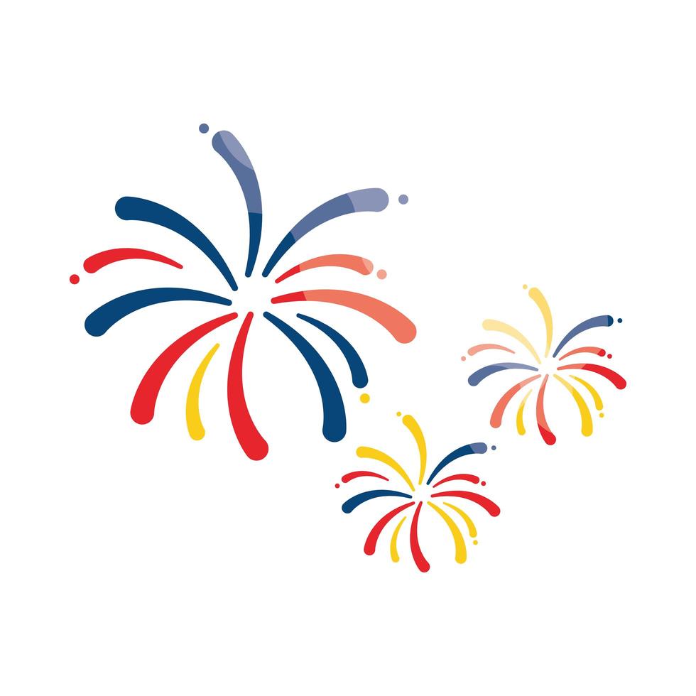 bright fireworks celebration vector