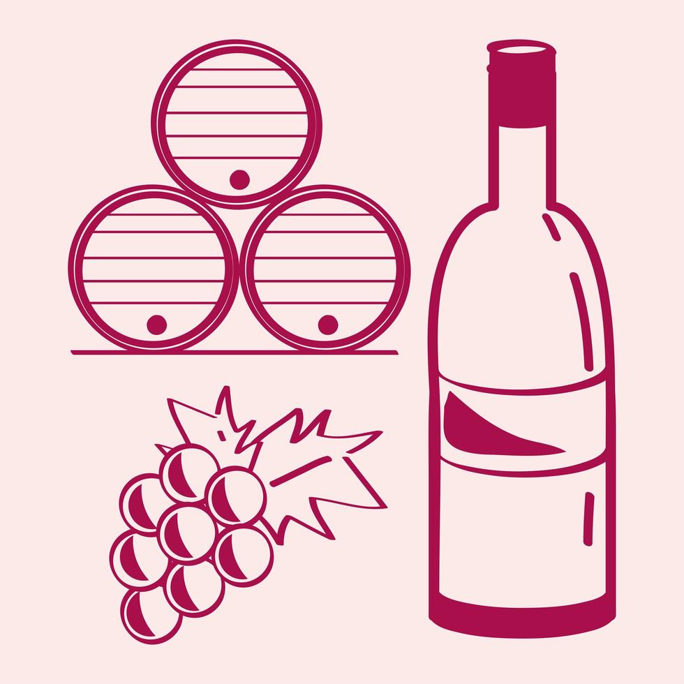 set de bebida de vino vector