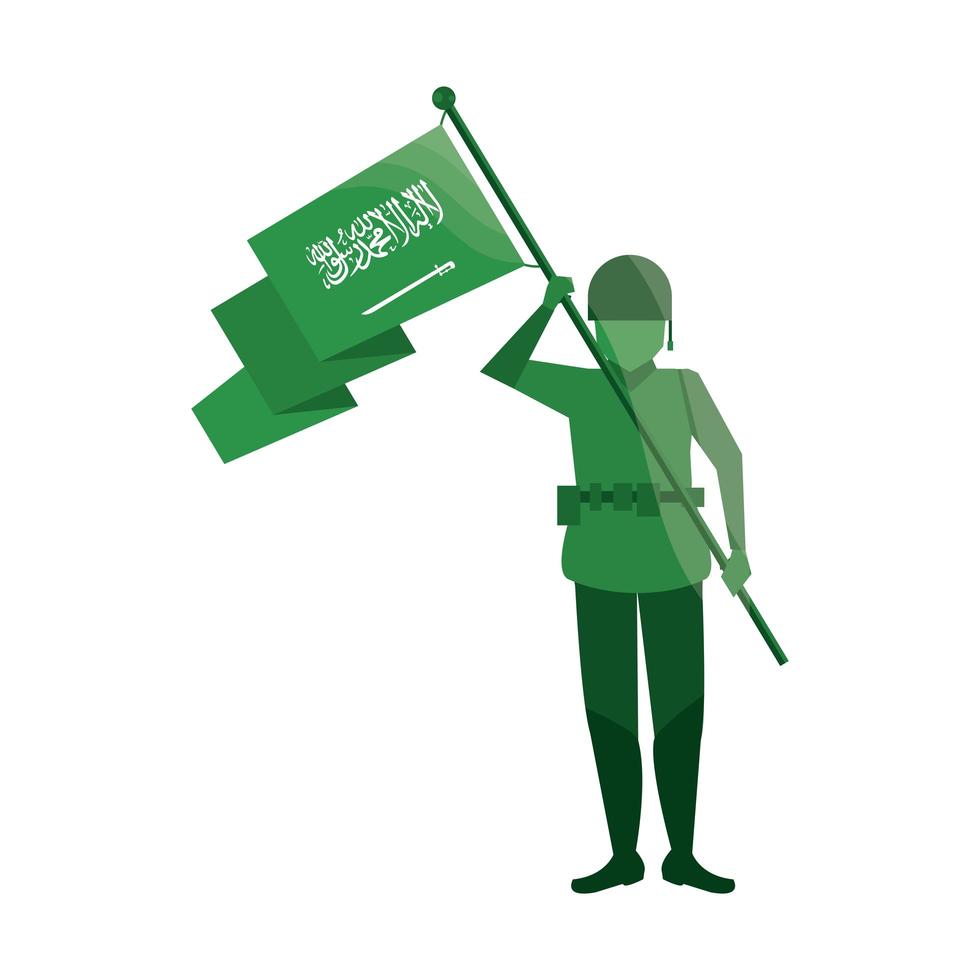 soldier with flag saudi arabia vector