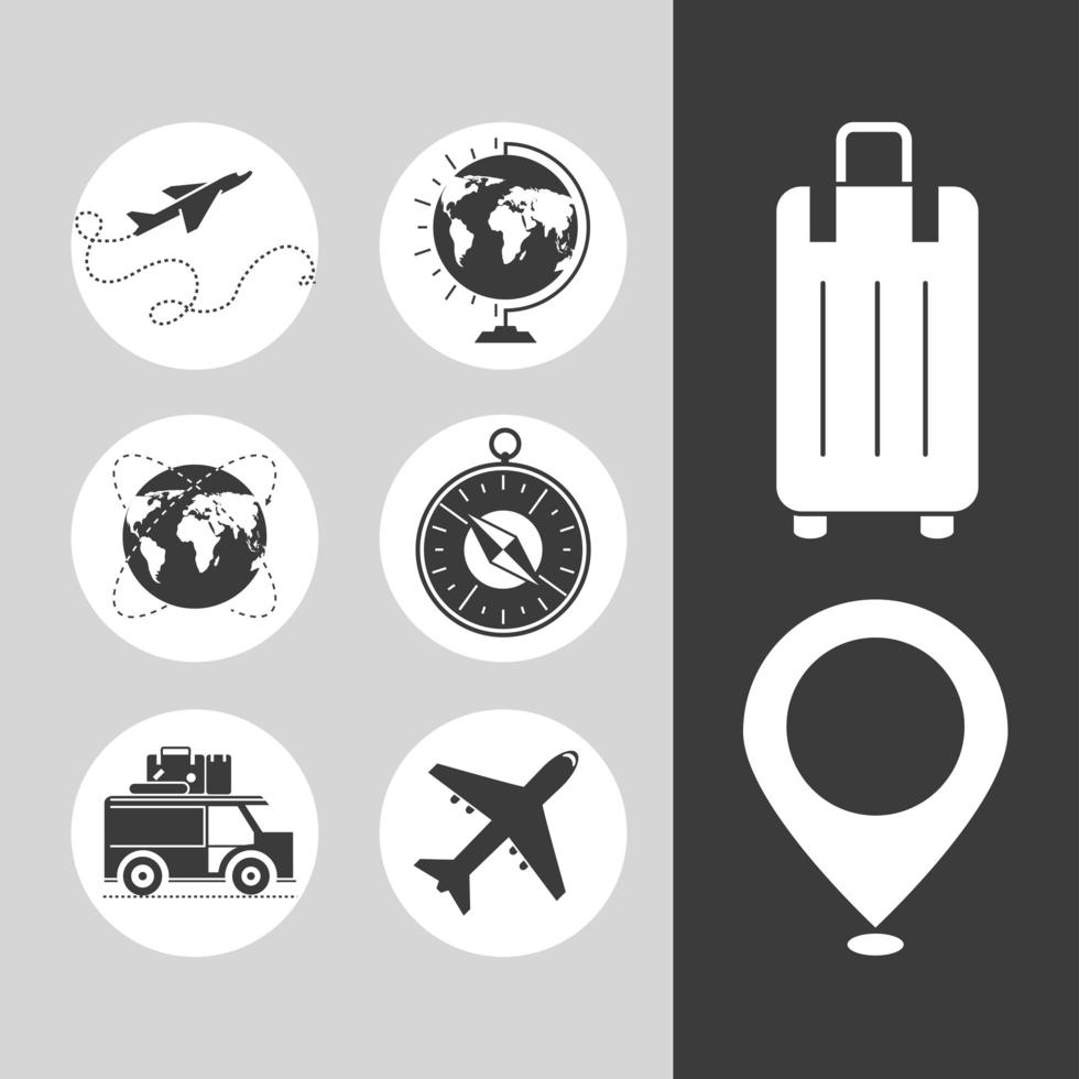 iconos de aventura y viajes vector