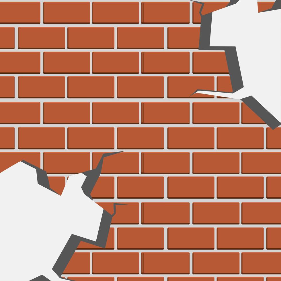 wall of brick cracked vector