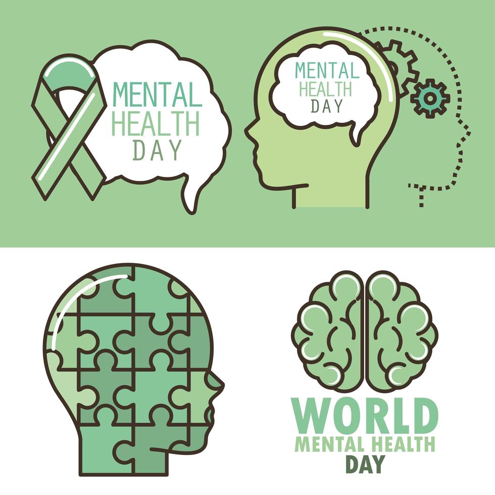 set of world mental health vector