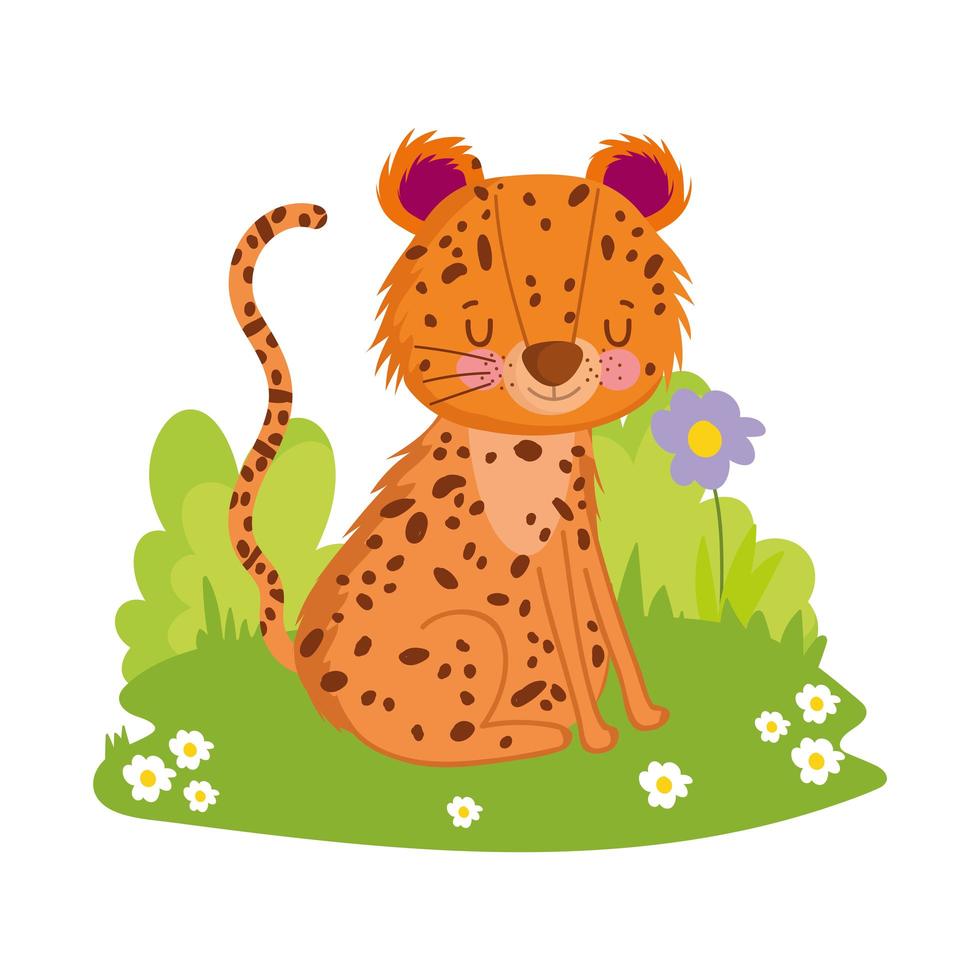 lindo leopardo de dibujos animados vector