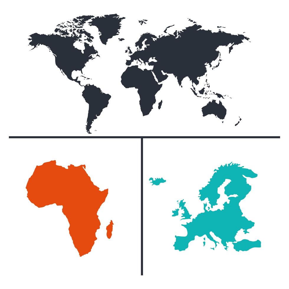 set of world maps vector