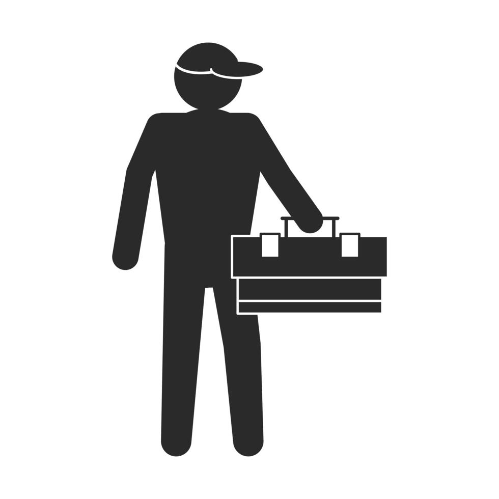 trabajador con caja de herramientas vector