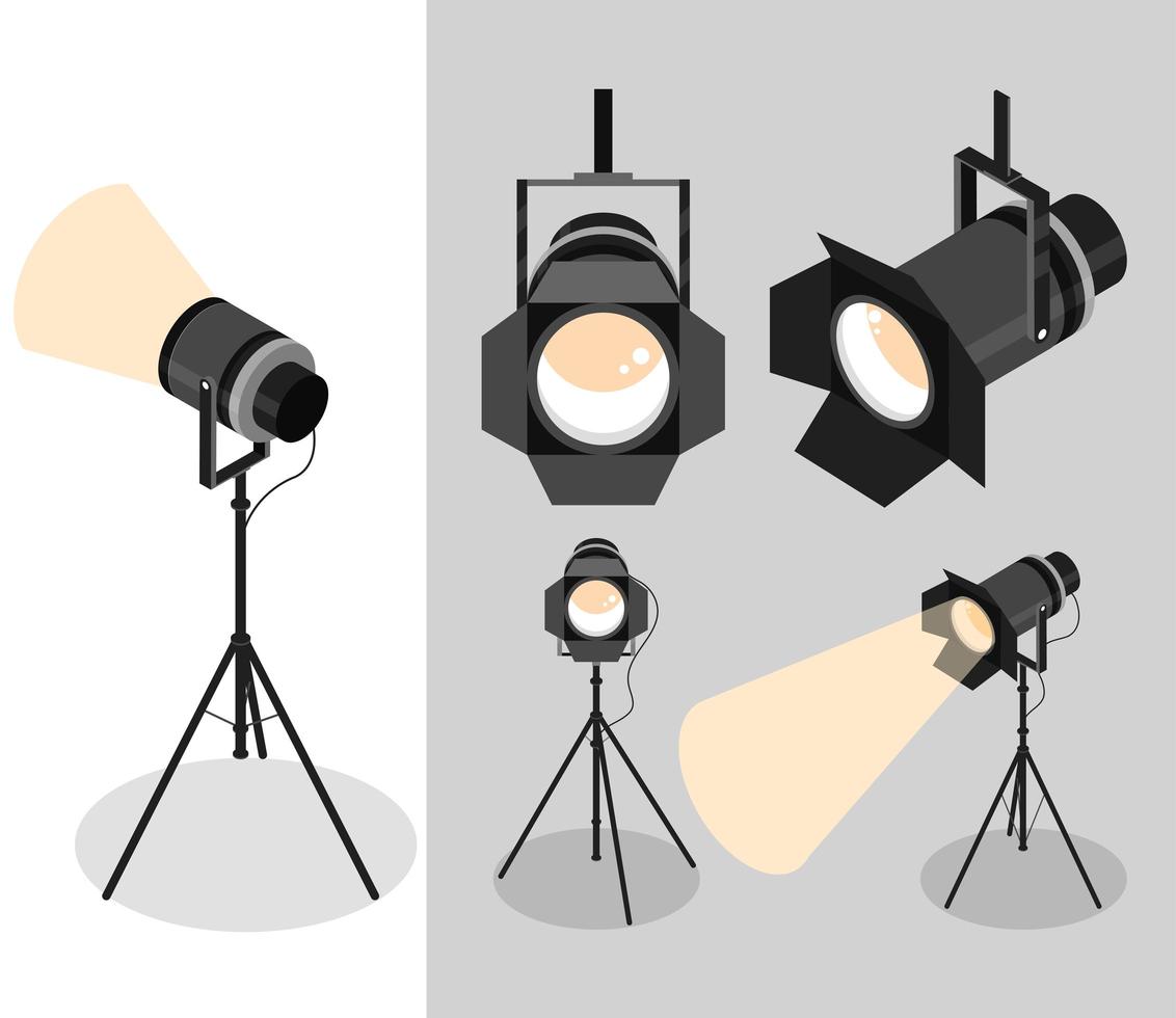 set of spotlights professional vector