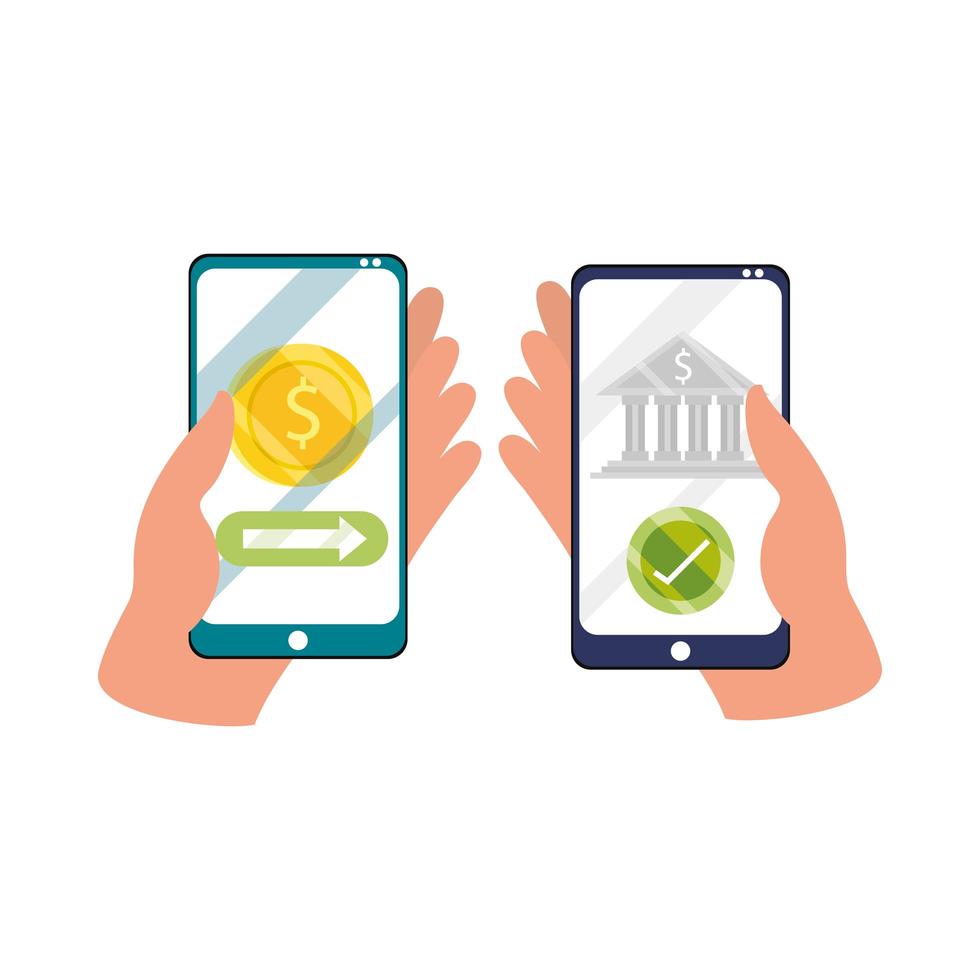 mobile phones and transfering money vector