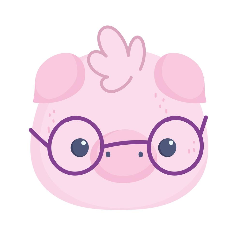 pig with glasses face vector