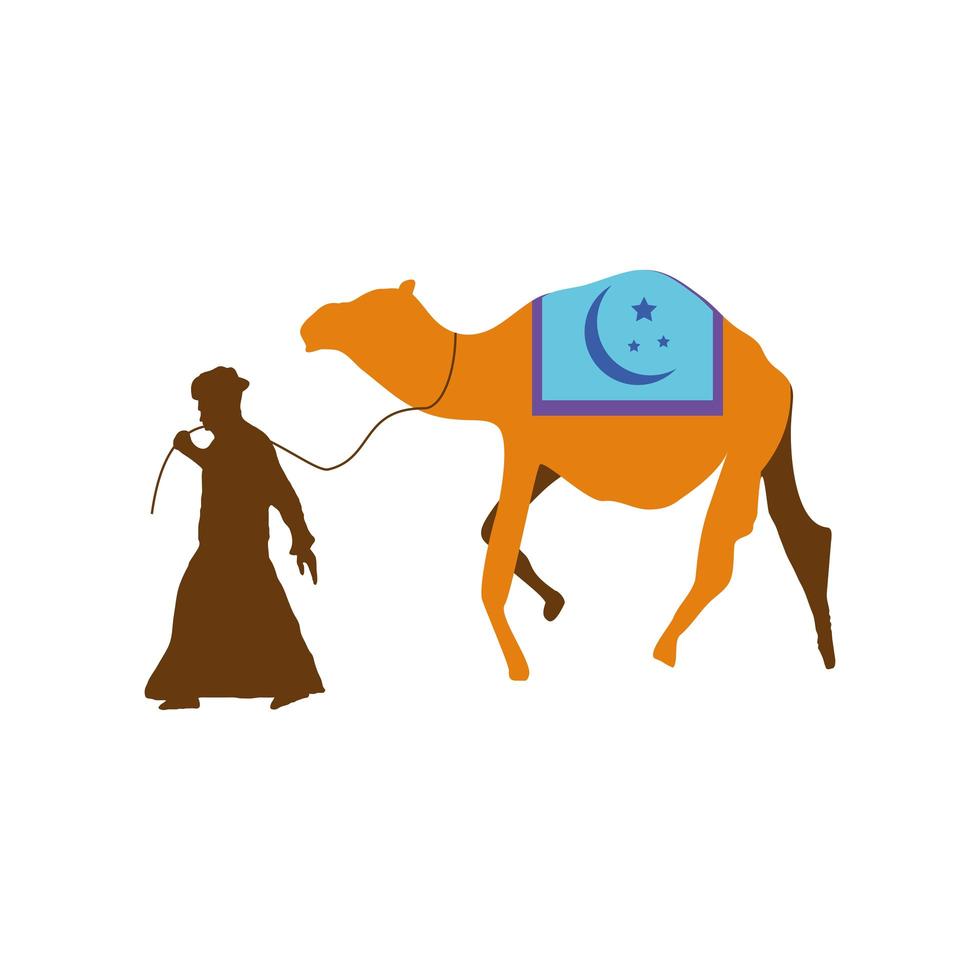 arabian man camel vector