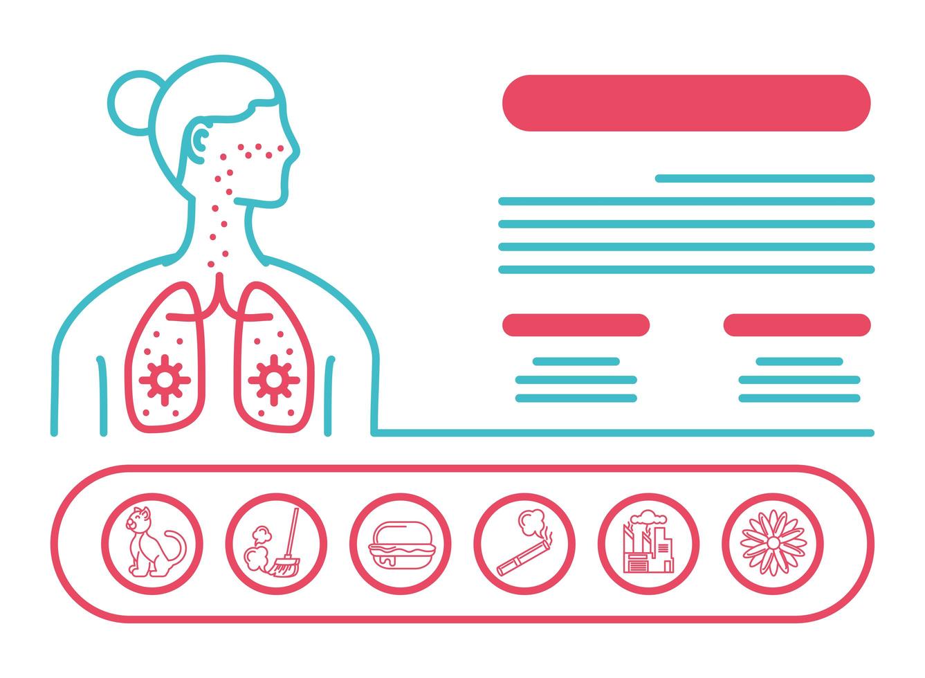 infografía de salud del asma vector