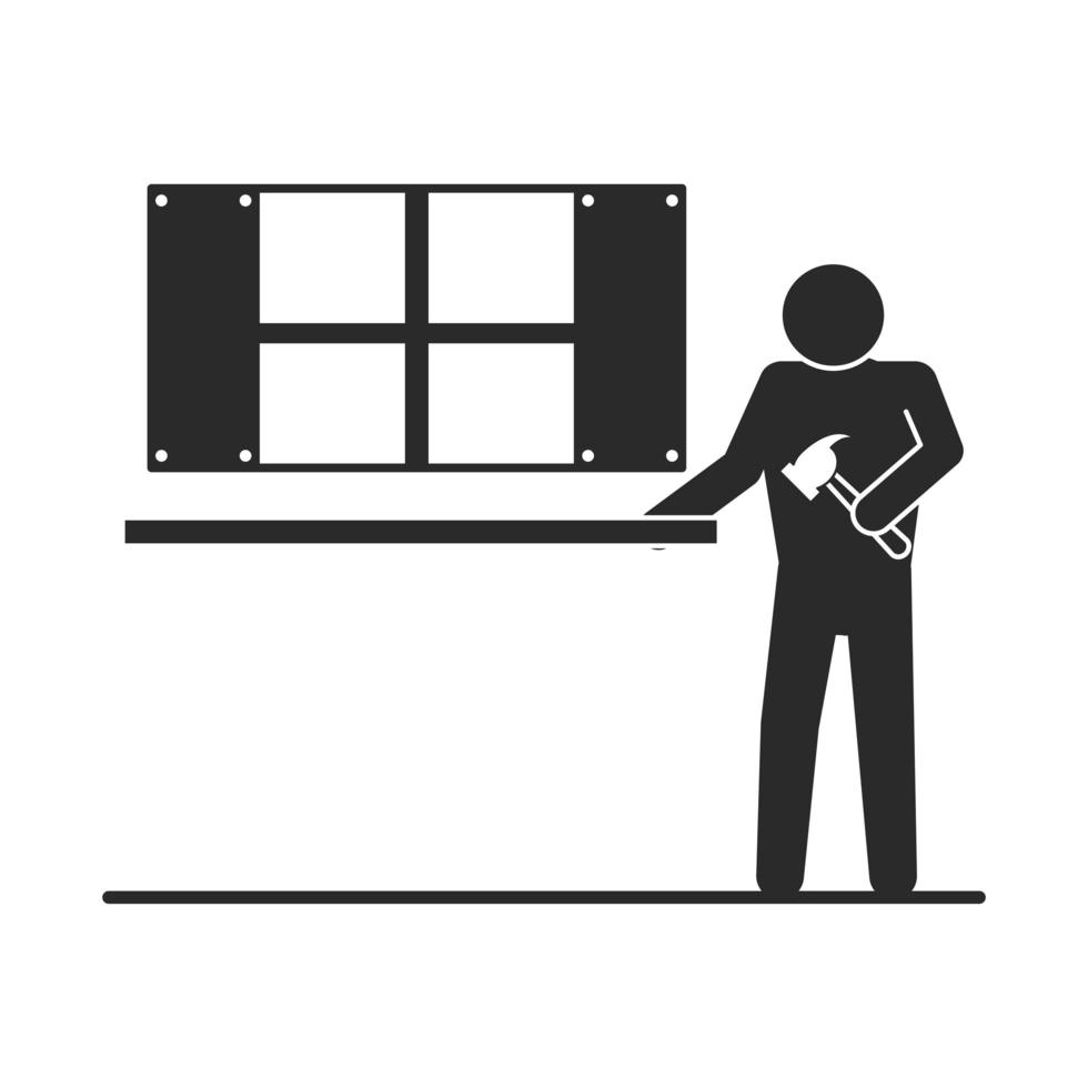 worker installing window vector