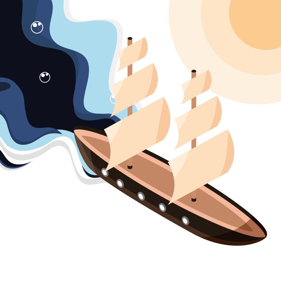 sailboat cruising on the water vector