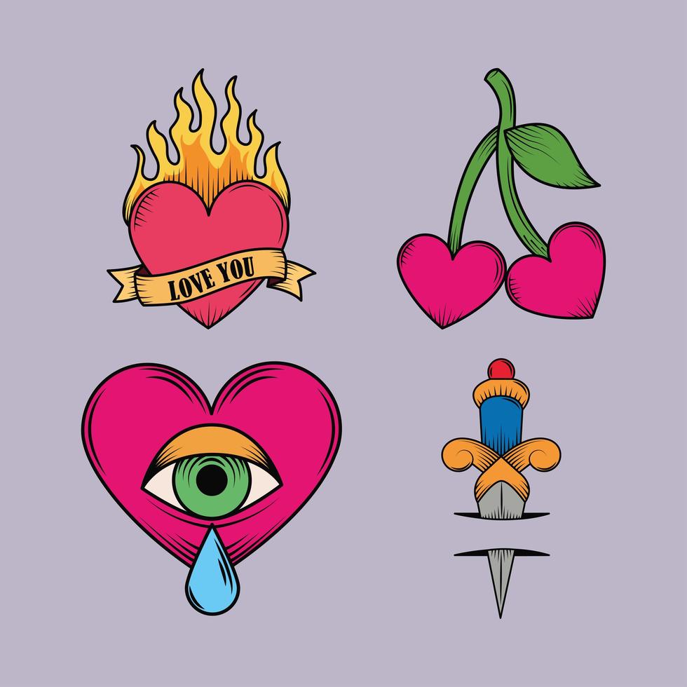 tattoos icon set vector