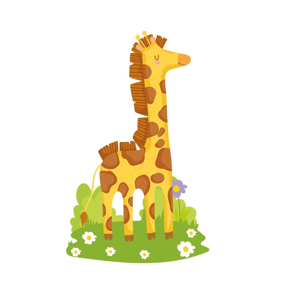 lindo animal jirafa vector