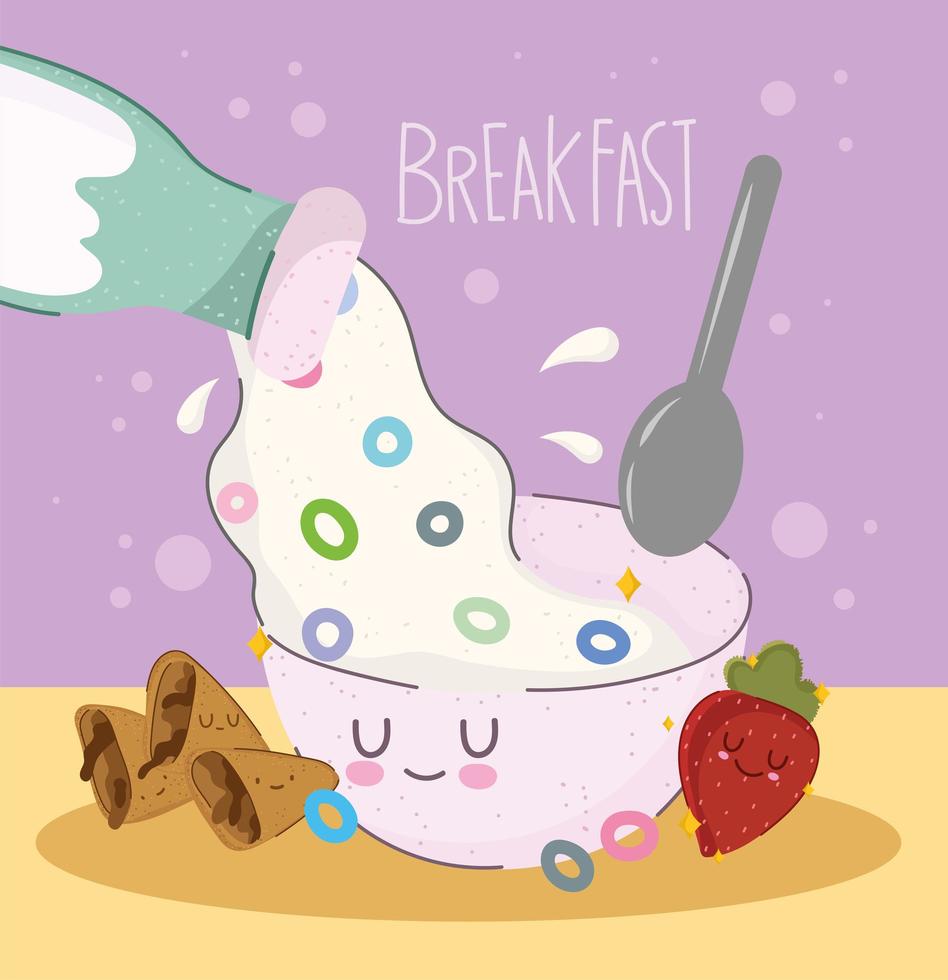 breakfast pouring milk vector